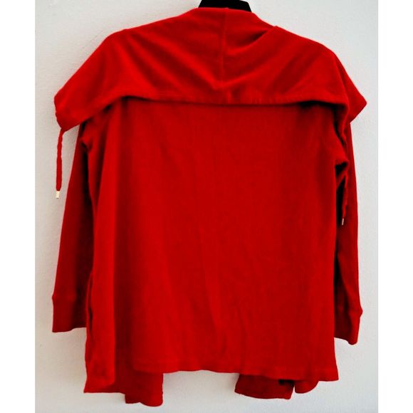 Lauren Ralph Lauren Women Sz L Red Thermal Waffle-Knit Open Front Cardigan $125 - Picture 2 of 10